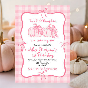 Hand Drawn Pumpkin Twins Birthday Invitation