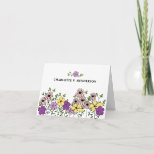 Hand Drawn Purple Wildflower Personalised Note Card