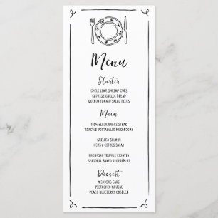 Hand Drawn Quirky Handwritten Wedding Menu
