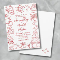 Hand Drawn Quirky Red Whimsical Wedding