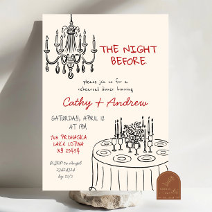 Hand Drawn Quirky The Night Before Rehearsal Dinne Invitation