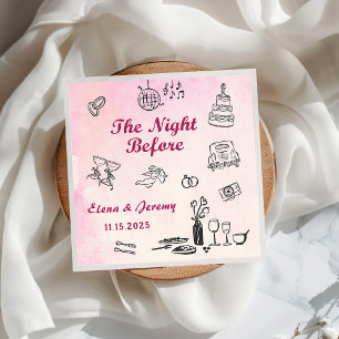 Hand Drawn Quirky The Night Before Wedding Napkins