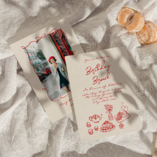 Hand Drawn Quirky Unique Photo Birthday Brunch Invitation