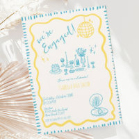 Hand Drawn Quirky Wavy Engagement Party