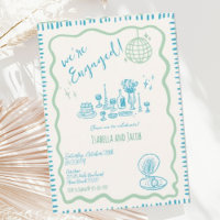 Hand Drawn Quirky Wavy Engagement Party