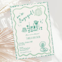 Hand Drawn Quirky Wavy Engagement Party          