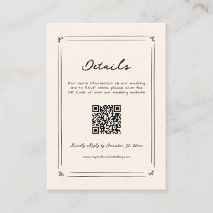 Hand Drawn Quirky Wedding Details RSVP Qr Code Enclosure Card