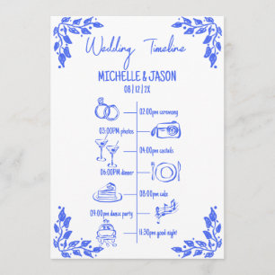 Hand Drawn Quirky Wedding Itinerary Schedule Programme