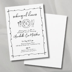 Hand Drawn Quirky Wedding Rehearsal Dinner Invitation