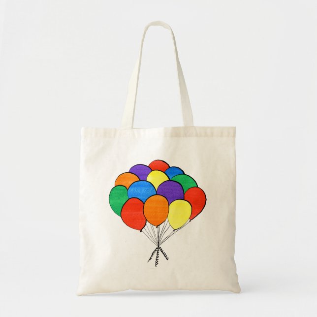Hand Drawn Rainbow Coloured Balloons Tote Bag (Front)