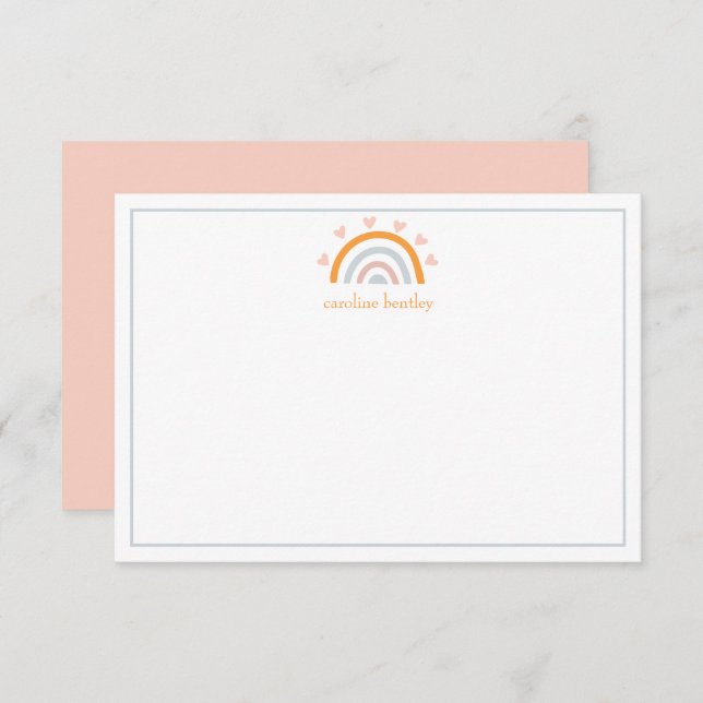 Hand Drawn Rainbow Personalised Note Cards (Front/Back)