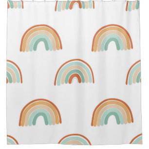 Hand-drawn rainbows: pastel seamless pattern. shower curtain