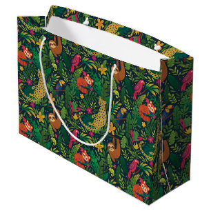 Hand Drawn Rainforest Animals Large Gift Bag
