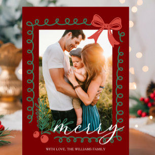 Hand Drawn Red and Green Merry Holiday Card