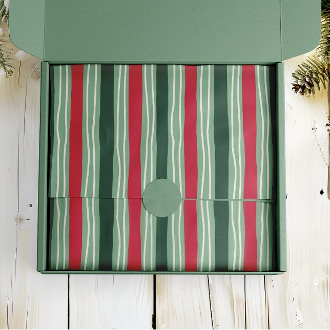 Hand Drawn Red and Green Striped Holiday Tissue Paper (Creator Uploaded)