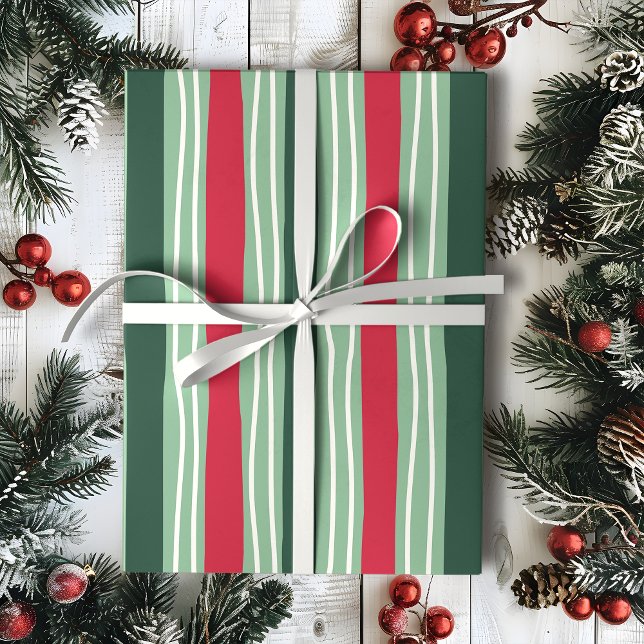 Hand Drawn Red and Green Striped Holiday Wrapping Paper (Creator Uploaded)