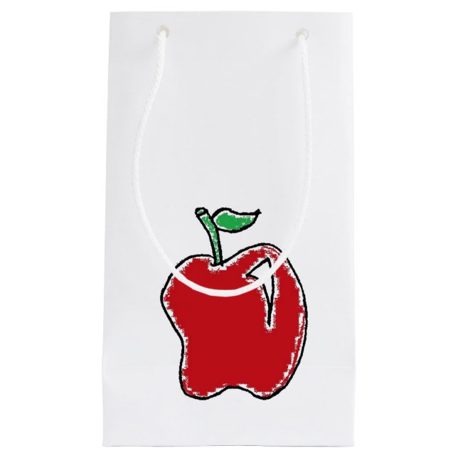 Hand-drawn Red Apple Fruit Cartoon Small Gift Bag (Front)
