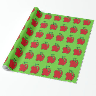 Hand-drawn Red Apple Fruit Cartoon Wrapping Paper