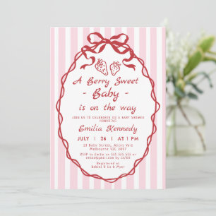Hand Drawn Red Berry Strawberry Baby Shower  Invitation
