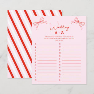 Hand Drawn Red Bow Wedding A-Z Bridal Shower Game