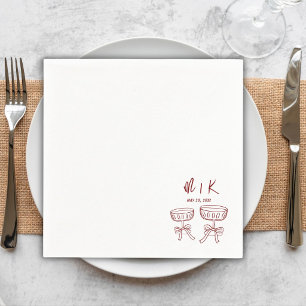 Hand Drawn Red Cocktail Wedding Napkin