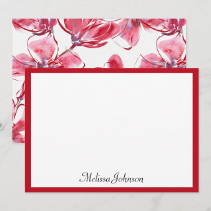 Hand Drawn Red Floral Personalised Card