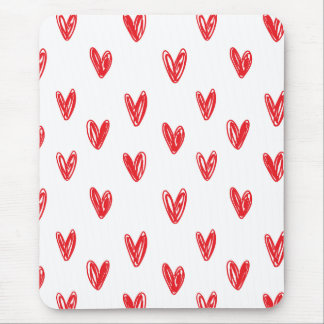 Hand Drawn Red Hearts Pattern – Minimal Valentine Mouse Mat