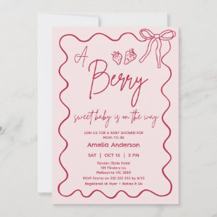 Hand Drawn Red Pink Strawberry Baby Shower Invitation