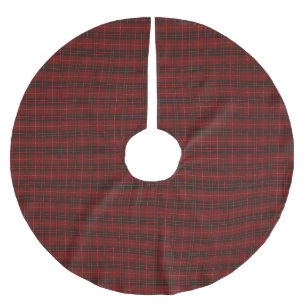 Hand Drawn Red Plaid Pattern Brushed Polyester Tree Skirt