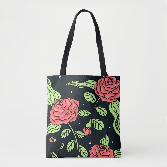 Hand Drawn Red Roses Tote Bag (Front)