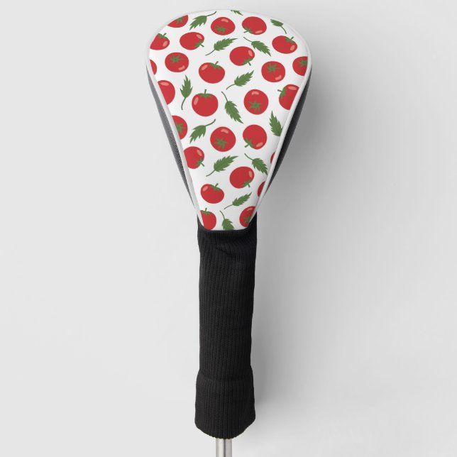 Hand Drawn Red Tomato Pattern Golf Head Cover (Front)