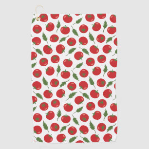 Hand Drawn Red Tomato Pattern Golf Towel