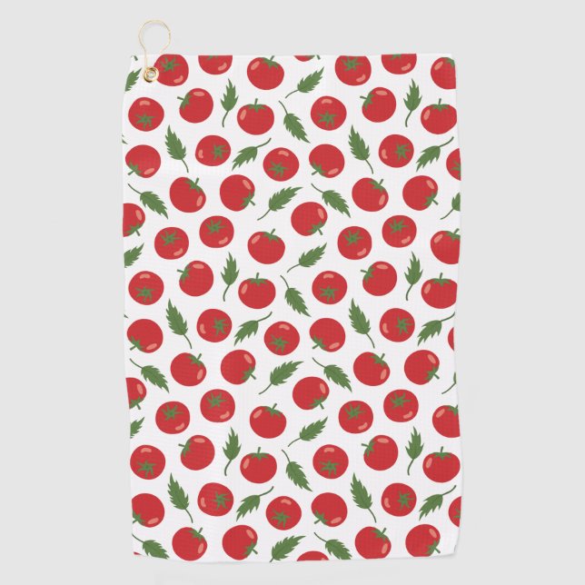 Hand Drawn Red Tomato Pattern Golf Towel (Front)