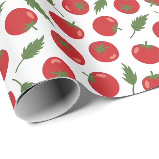 Hand Drawn Red Tomato Pattern Wrapping Paper (Roll Corner)