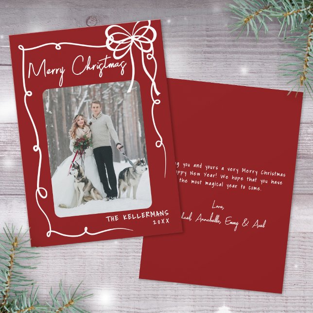 Hand Drawn Red Whimsical Merry Christmas Holiday Card (Hand Drawn Red Whimsical Merry Christmas Holiday Card)