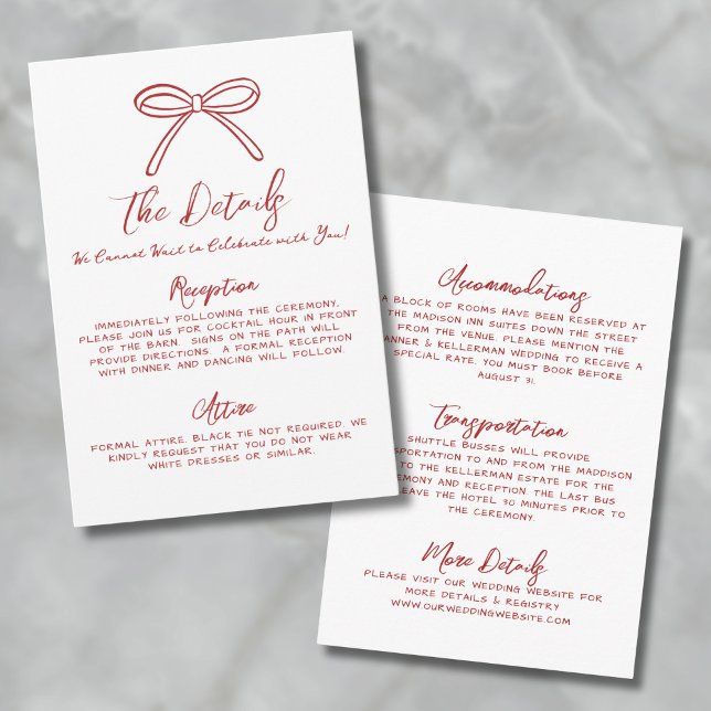 Hand Drawn Red Whimsical Wedding Details Enclosure Card (Hand Drawn Red Whimsical Wedding Details Enclosure Card)