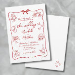 Hand Drawn Red Whimsical Wedding Invitation<br><div class="desc">Quirky Hand Drawn Whimsical Wedding Invitation. This artistic and playful design is perfect for couples looking to infuse their big day with a creative, lighthearted vibe. Styled in a red and white colour palette, it feels like a personal, hand drawn masterpiece that is both charming and unique. A swirling, wavy...</div>