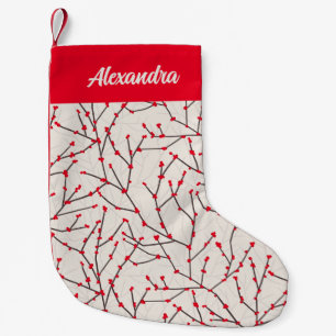Hand-drawn Red Winterberry Branches Small Christmas Stocking