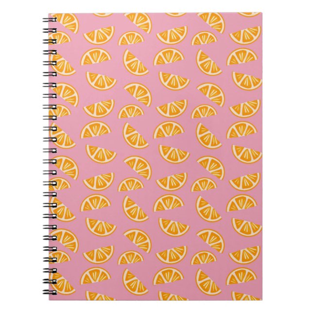 Hand-drawn Refreshing Oranges Seamless Pattern Notebook (Front)