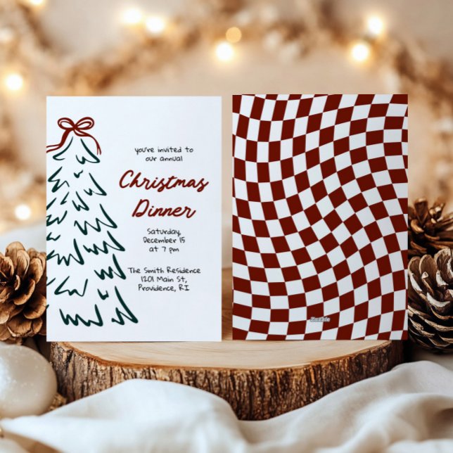 Hand Drawn Retro Christmas Holiday Party Invite (Creator Uploaded)