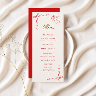 Hand Drawn Retro Cupid Red Cherub Vintage Wedding Menu
