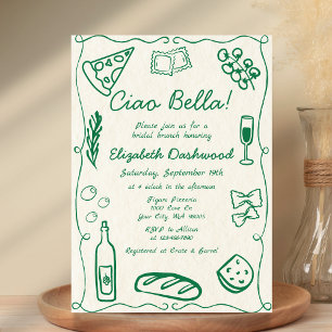 Hand Drawn Retro Italian Casual Bridal Brunch Invitation