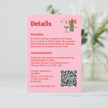 Hand Drawn Retro Pink QR Code Wedding Information