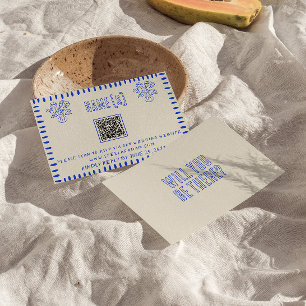 Hand Drawn Retro Quirky Scribble QR Code Wedding RSVP Card
