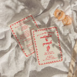 Hand Drawn Retro Unique Quirky All In One Wedding  Invitation<br><div class="desc">This wedding invitation is perfect for your wedding if you are looking for an elegant unique and easy editable invitation .An elegant unique minimalist quirky wedding template invitation. Which features plain beige milky background and handwritten front. And red hand written bride's and groom's first names in vivid read. and editable...</div>