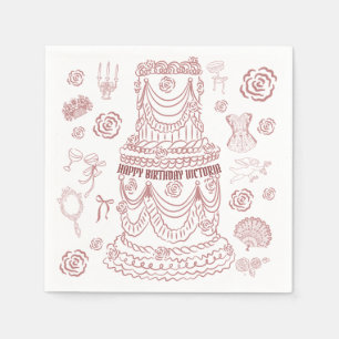 Hand Drawn Rococo Soft Renaissance Coquette Party Napkin