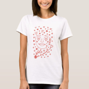 Hand-Drawn Romantic Line Art Illustration T-Shirt
