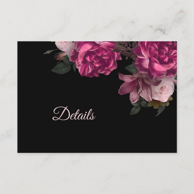 Hand Drawn Roses  Dark Moody Enclosure Card (Front)