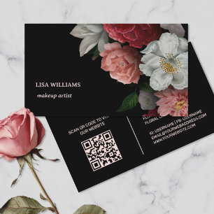 Hand Drawn Roses Flower Black Business Card