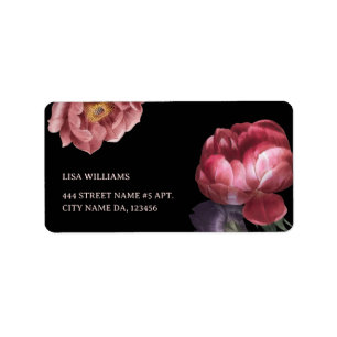 Hand Drawn Roses Flower Black Label